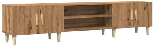 vidaXL Meuble TV chêne Artisanal 180x31,5x40 cm Bois d'ingénierie, Support TV, Meuble télé, Meuble multimédia, Banc TV, Meuble HiFi