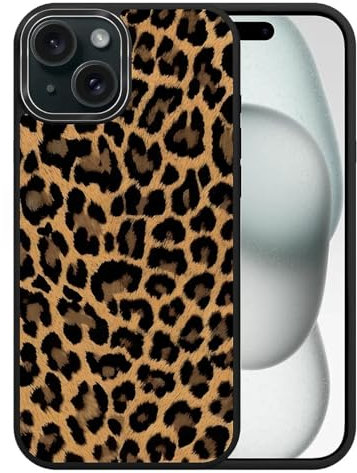 artslion Magnetisch Hülle für iPhone 15 6,1 Zoll Kompatibel mit MagSafe, Handyhülle Rückseite Stoßfest Schutzhülle-Leopard Muster