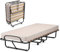 LIFEZEAL Klappbett, Klappbares Gästebett Metallrahmen, Faltbares Einzelbett Reisebett mit Matratze aus Memory Foam, Erwachsene Metallbett auf 4 Rädern (Beige, 190 x 80 x 39 cm)