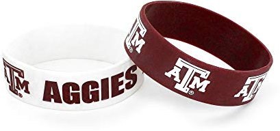 Aminco Herren-Silikon-Gummi-Set, 2er-Pack Sport-Fan-Armbänder, Team-Farben, Texas A M Aggies US