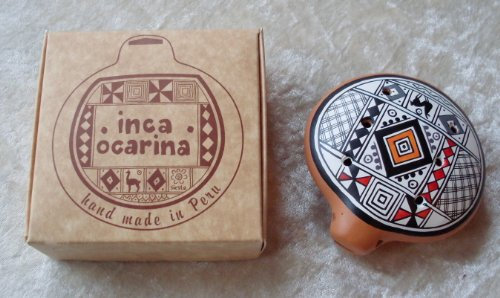 Inkaflöte Ocarina, traditionell aus Peru, Fairtrade weiß