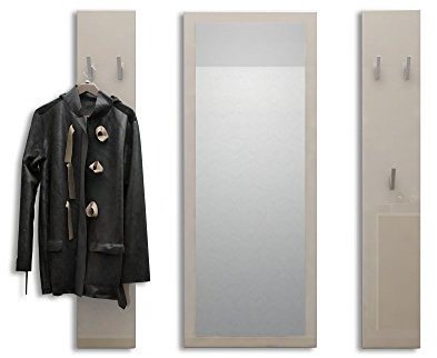 Vladon Garderobenset Garderobe Spot, Made in Germany, in Sandgrau Hochglanz