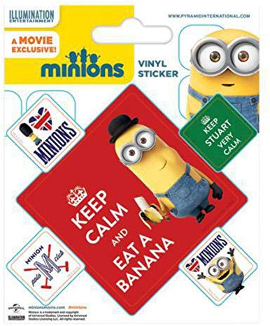 Pyramid International Minions (Keep Calm) Vinyl-Aufkleber, Papier, Mehrfarbig, 10 x 12,5 x 1,3 cm