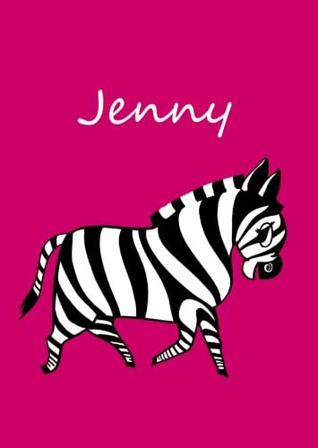 personalisiertes Malbuch / Notizbuch / Tagebuch - Jenny: Zebra - A4 - blanko