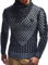 Leif Nelson Maglione Uomo Felpa a Maglia Collo a Scialle LN-5255 Black-Ecru Small