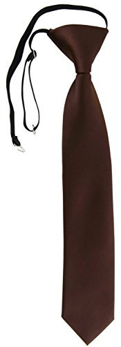 TigerTie Security Sicherheits Krawatte in dunkelbraun Uni einfarbig - vorgebunden mit Gummizug in schwarz