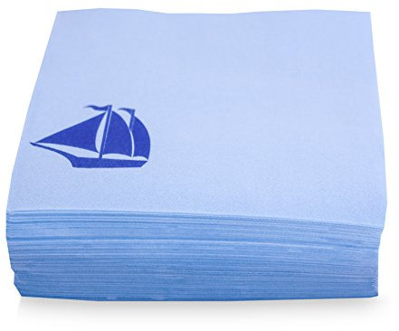 MORIGAMI M00083 Maritime Serviette Schiffe 40x40 2-lagig 1/4-Falz 50 Servietten Spitze-Spitze Maritime Boote