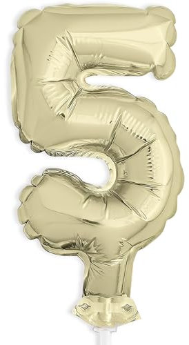 Gold Foil Number 5 Balloon Cake Topper (12cm) - Perfect for Birthdays, Anniversaries, & Milestone Events - 1 Pc