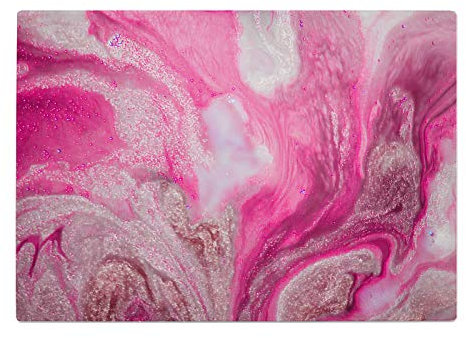 Pink Glitter White Marble Kitchen Worktop Protector Saver Glass Chopping Board