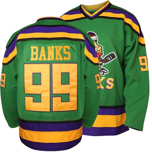 Charlie Conway # 96 Mighty Ducks Adam Banks # 99 - Camiseta de hockey sobre hielo, 99 Verde, 3X-Large