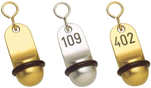 Desi-Schilder Hotelanhänger-70 x 30 mm-Aluminium-Mit oder ohne Gravur-Schlüsselanhänger-Keyholder-Schlüssel-Keyrings (gold, 684B -Alu.-gold mit bis 4-stelliger Zahlengravur)