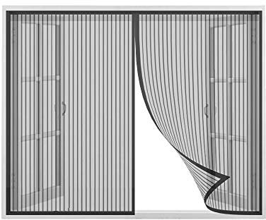 Flei Fliegengitter tür, Insektenschutz Fenstervorhang Magnetische Adsorption, Auto Schließen, for Türen/Fenster - Schwarz 305x205cm(WxH)