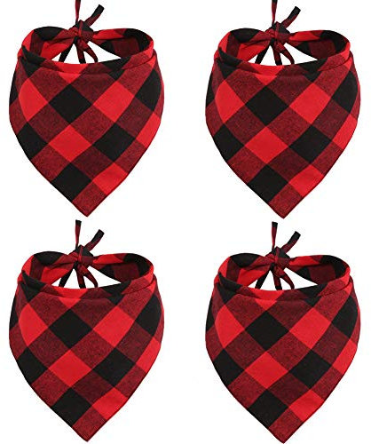 Hundehalstuch, Dreieckstuch für Weihnachten, Rot, Schwarz, 4 Stück