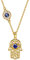 Aurora Tears Hamsa Fatima Hand Necklace 925 Sterling Sliver Evil Eye Pendant Gold Plated with Blue Sapphire Dating Gifts for Women DP0125Y