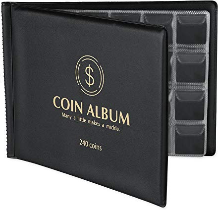 MUDOR Coin Collection Holder Album for Collectors, 240 Pockets Coin Collection Book Office Supplies