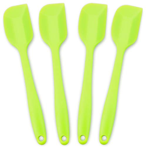 4‑Piece Silicone Spatulas Set Heat Resistant 600°F Seamless Steel‑Core Rubber Spatulas for Nonstick Cookware ALLWIN HOUSEWARE Uniform Length Kitchen Spatulas for Cooking & Baking, Green