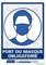 Panneau Port du Masque Obligatoire Rectangulaire. Signalisation CORONAVIRUS. Autocollant Masque Obligatoire, Panneau PVC, Aluminium - 210 x 300 mm - Adhésif