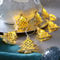 hellum Lichterkette Innen mit Tannenbäumen golden, 10 LED Tannenbaum beleuchtet warmweiß, 1,35m beleuchtete Länge batteriebetrieben, transparentes Kabel, Weihnachtsbeleuchtung Innen Fenster, 522433