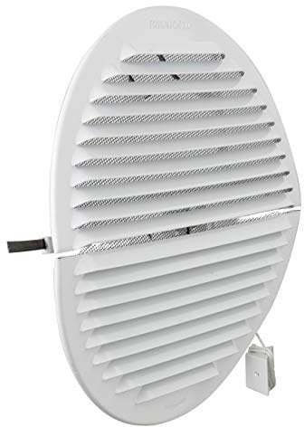 La Ventilazione GABDF200R Griglia di ventilazione tonda pieghevole in Alluminio verniciato bianco con rete antinsetti, diametro ø235 mm