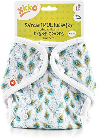 XKKO - Überhose (PUL) - One Size (4-15 kg) - Pfauenfedern