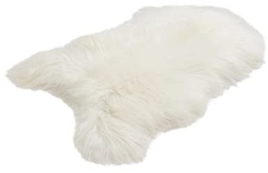 Cakla Schafshaut Store Schaffell 100% Bio-Lammfell, weich und flauschig, perfekt für Wohnzimmer, Kamin, Schlafzimmer – lang, weiß – Größe XXL 120-130 cm