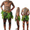 Springcmy Family Mens Kid Moana Maui Tattoo T-Shirt/Hose mit Blattrock Halloween Erwachsene Cosplay Kostüm, Brown Baby, 5-6 Jahre