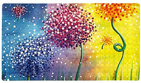 Pusteblume Zirkus Malerei Muster rutschfeste Badezimmer Teppich Matte Shag Dusche Badvorleger Absorbent Badematte für Badezimmer 40,6 x 71,1 cm