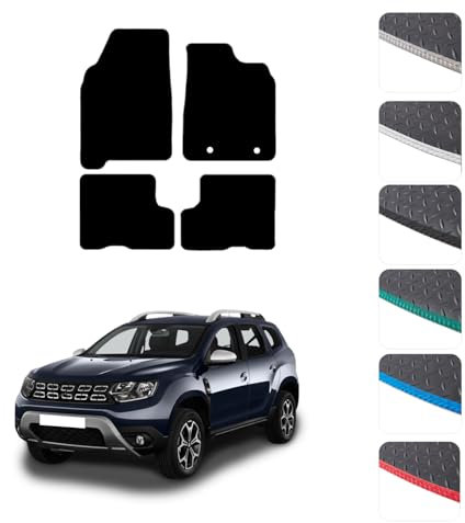 GCM - Car Floor Mats for Dacia Duster 2018 To 2024 Full Coverage Floor Protection - Anti Slip & Fit Car Mat with Clips Easy to Clean Car Carpet for All-Weather (Grey Edging, Rubber)