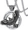 FaithHeart Edelstahl Viking Raven Kette mit Rune Symbol Nordischer Krähe Anhänger mit Rune Wikinger Rabe Halskette für Herren Jungen