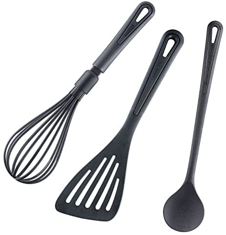 Westmark Küchenhelfer-Set 3tlg.: Schneebesen, Pfannenwender, Rührlöffel, Kunststoff, Gentle, Schwarz, 286822E6