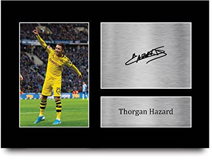 HWC Trading A4 Thorgan Hazard Borussia Dortmund Geschenke Gedrucktes Signiertes Autogramm Foto für Fußball Anhänger and Fans