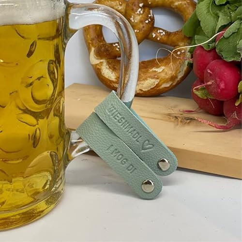 Nessis Manufactur Henkel Maßkrugband Bierkrugmarkierer Biergkrugband Oktoberfest Wiesnmald/Lausbua/I mog di (Wiesnmadl - Pastell Blau)
