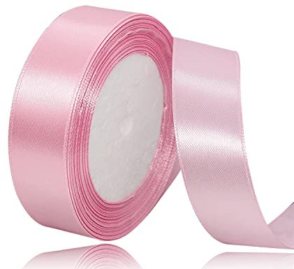 Nastro di Raso Rosa 20mm, 22Metri Rosa Nastro in Tessuto Nastro Satinato per Confezioni Regalo, Bomboniere, Artigianato, Fiocchi per Capelli, Bouquet da Sposa