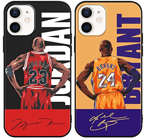 nurkorki [2 Stück Handyhülle für iPhone 12/12 Pro Hülle 6,1, Basketball Legende 24 23 Player Star Cool Mode Muster Design Case Matt Weich Silikon Stoßfest Back Cover Schutzhülle für iPhone 12/12 Pro