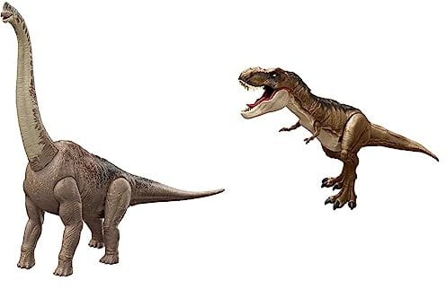 Jurassic World Dinosaurier, Extra große T-Rex Actionfigur & HFK04 - EIN neues Zeitalter Brachiosaurus Dinosaurier-Actionfigur, 81 cm, Spielzeuggeschenk, physischer und digitaler Spielspaß