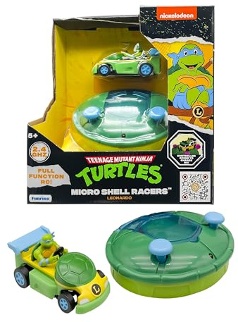 Teenage Mutant Ninja Turtles Toy, Leonardo Micro Shell Racer RC Vehicle, 2.4 GHz Turtle Half Shell Controller, TMNT Racing Toy for Kids, Classic Edition for Kids, Ages 5+