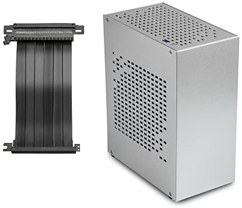 JOYJOM Aluminum Mini ITX Case with PCI Riser, Mini PC Case, SFF Small Form Factor PC Case, TX Computer Gaming Case Supports GPU Graphics Card (Silver)