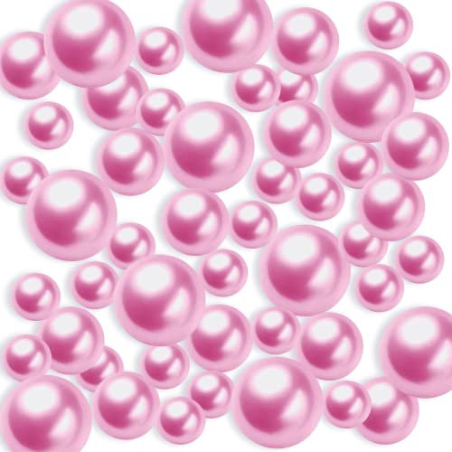TYEQWT Schwimmende Perlen, 150Pcs Kunstperlen, Floating Pearls, Schwimmende Perlen für Vasenfüller, Perlen Ohne Loch, Kunststoffperlen für Vasen DIY-Basteln Karneval Fasching Deko,8/14/20mm(Rosa Lila)