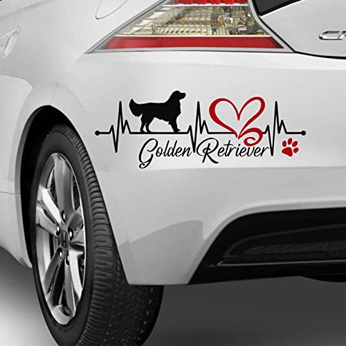 myrockshirt Golden Retriever Herzschlag Aufkleber Sticker ohne Hintergrund Autoaufkleber verschieden Größen/Farben Hunderasse