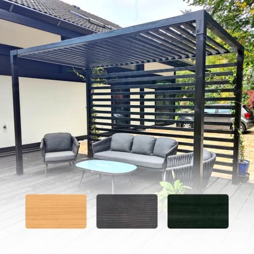 4x4 Premium Wooden Garden Pergola | Bespoke Sizes & Colour Options Available | Pergola DIY Kit | Gazebo | Slatted Roof (4x4 Ebony)