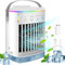 Portable Air Cooler, Mini Mobile Air Conditioner, Personal Evaporative Air Cooler, Timed function & 7 LED Lights, Air Coolers for Home, Office, Bedroom