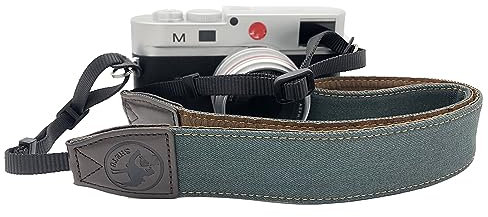 AOLLCCAE Camera Strap - 1.5 Wide Soft Pure Cotton Woven Camera Straps, Adjustable Vintage Neck & Shoulder Strap for All DSLR, Olive Green, 59