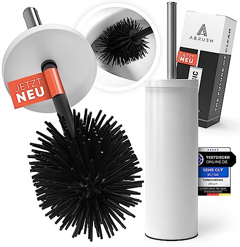 Abrush Klobürste mit geschlossenem Klobürstenhalter [geruchsfrei & hygienisch] Silikon Toilettenbürste mit SOFTGUMMI-Kopf Flexible WC Bürste