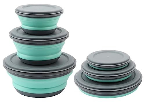LMOOON Faltbare Frischhaltedosen Brotdosen Aus Silikon Faltbare Frischhaltedosen Set Stapelbar Zusammenklappbaren Container Brotdose Aus Silikon Faltbar Für Küche Wandern Picknick(300ml+600ml+1000ml)