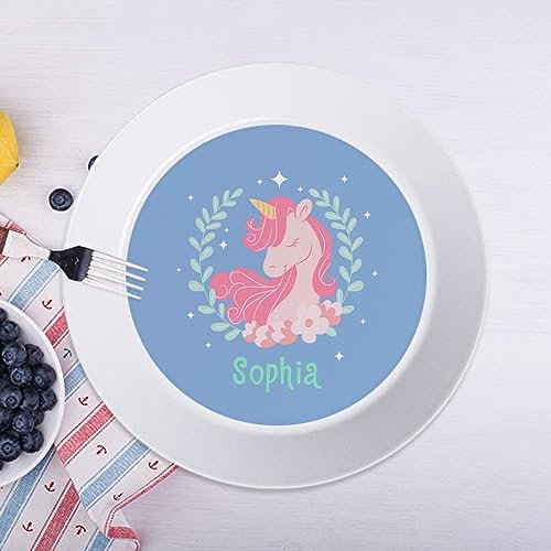 Wanapix | Assiette pour Enfants Personnalisée avec Nom | Assiette Incassable Plastique | Enfants et Bébés | Sans BPA | Va au Lave-Vaisselle | 19ø cm | Licorne