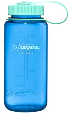 Nalgene Water Bottle - Lightweight Sustain Tritan BPA-Free Shatterproof Bottle for Backpacking, Hiking, Gym, 16 OZ, Wide Mouth, Cornflower Blue