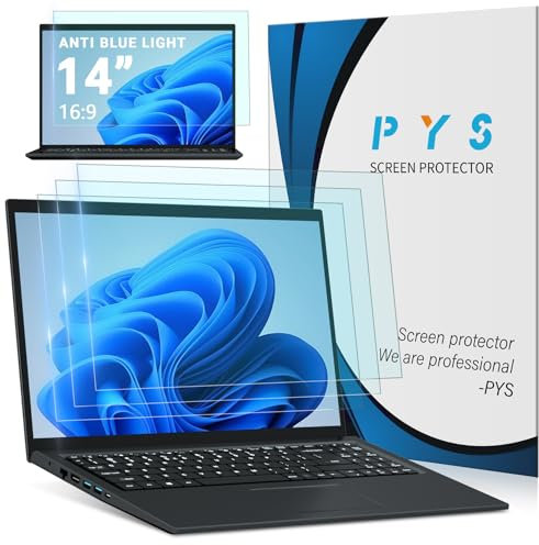 PYS Lot de 3 Anti Lumière Bleue Protection D'écran pour Ordinateur Portable 14 Pouces 16:9 - Filtre Anti-Reflet, Résistant Rayures, Anti-Empreintes, Film Mat Protection d'écran 14 Pouces