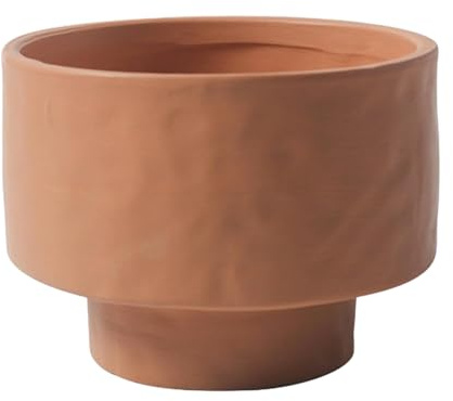 ESTINTENG Vasi creativi dipinti a mano in ceramica traspirante con piante semplici e grasse, adatti per piante grasse, aloe vera, cactus, decorazione per casa e ufficio, arancione scuro corto (senza