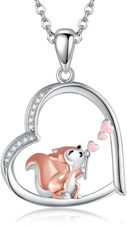 HUKKUN Eichhörnchen Geschenke Eichhörnchen Kette Silber 925 Eichhörnchen Halskette Squirrel Eichhörnchen Schmuck Damen