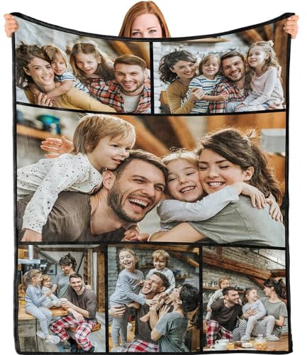 Bemaystar Personalisierte Geschenke mit Foto - Personalisierte Decke, Decke mit Foto, Fotodecke mit Eigenem Foto, Geschenke für Mama Papa Familie Kind Baby Haustier für Weihnachtstag Geburtstage